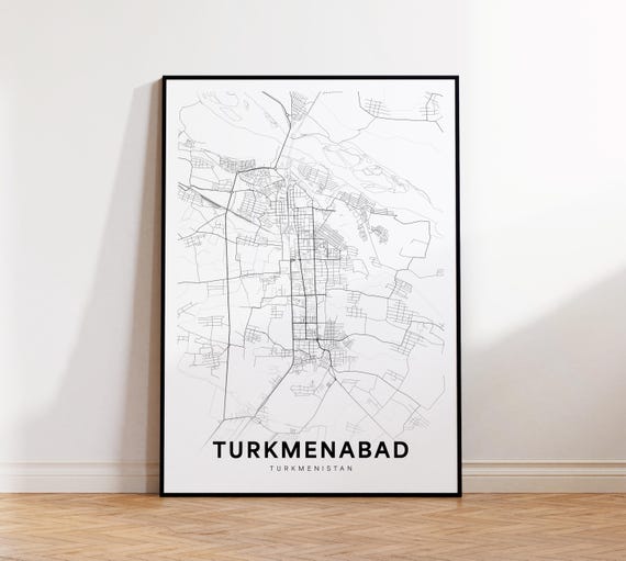 Turkmenabad City Map Print Poster Turkmenistan Art Street Road Wall