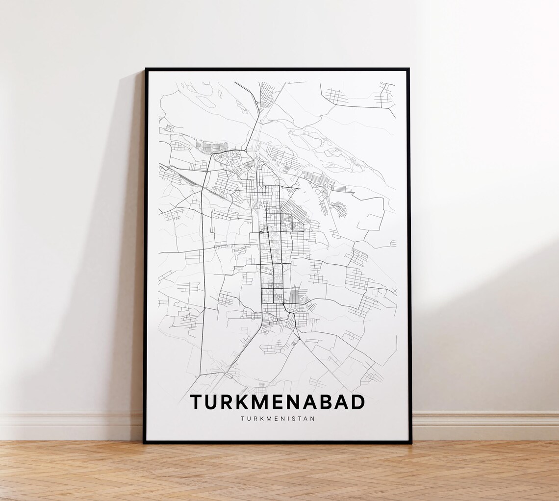 Turkmenabad Turkmenistan City Street Map Minimalist Art Print