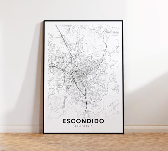 Escondido City Map Print Street Poster Art Road Wall Office Decor