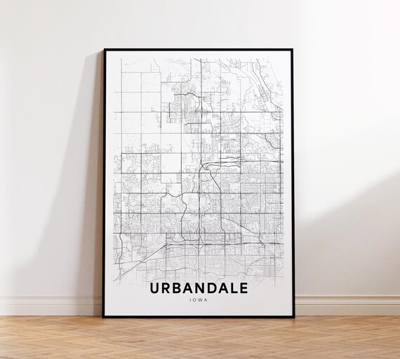 Urbandale City Map Poster Ia Street Iowa Us Road Print Wall Art Nursery Room