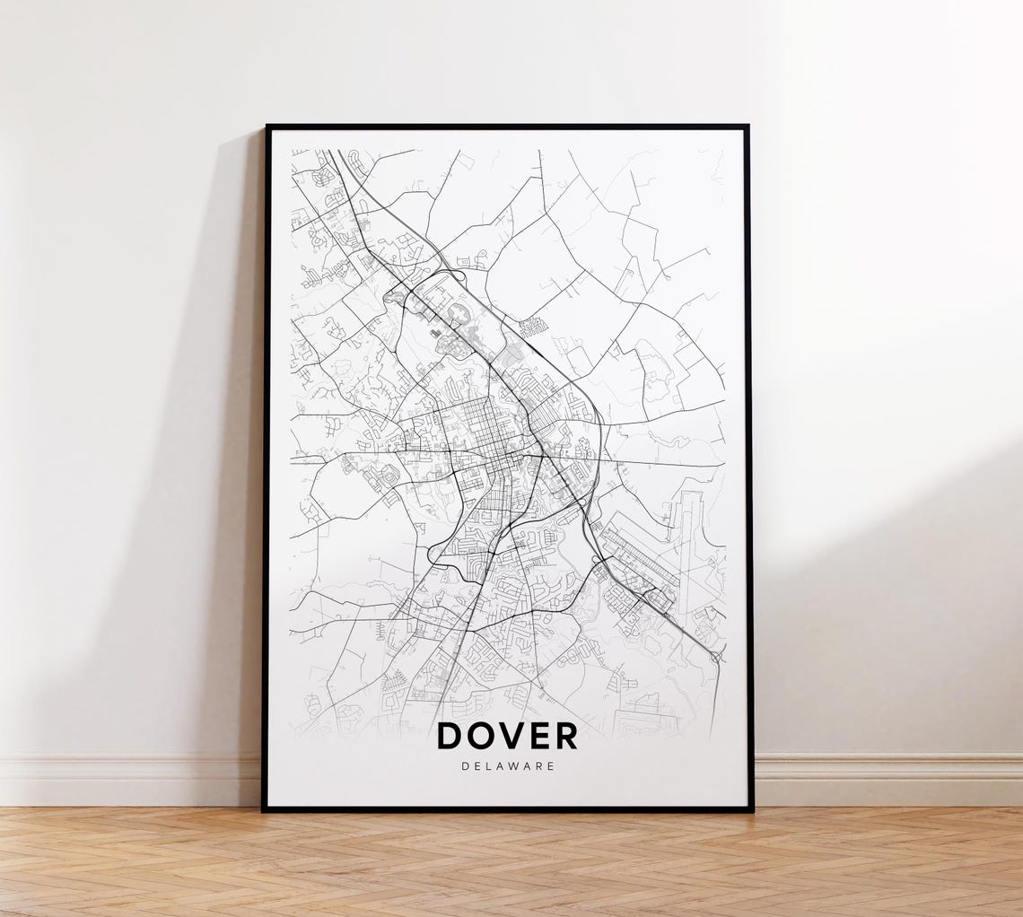 Dover City Map Print Street Poster Delaware Art Road Wall Living Room Decor