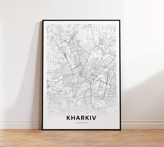 Kharkiv City Map Print Ukraine Minimalist Poster Home Decor Instant