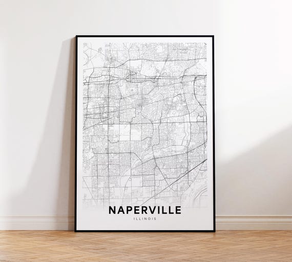 Naperville City Map Print Street Poster Illinois Art Road Wall Office Decor