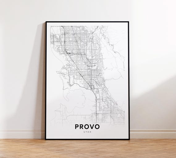 Provo City Map Print Street Poster Utah Art Road Minimalist Living Room Decor