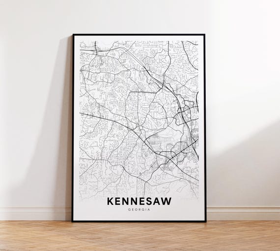 Kennesaw City Map Print Street Poster Georgia Art Road Wall Office