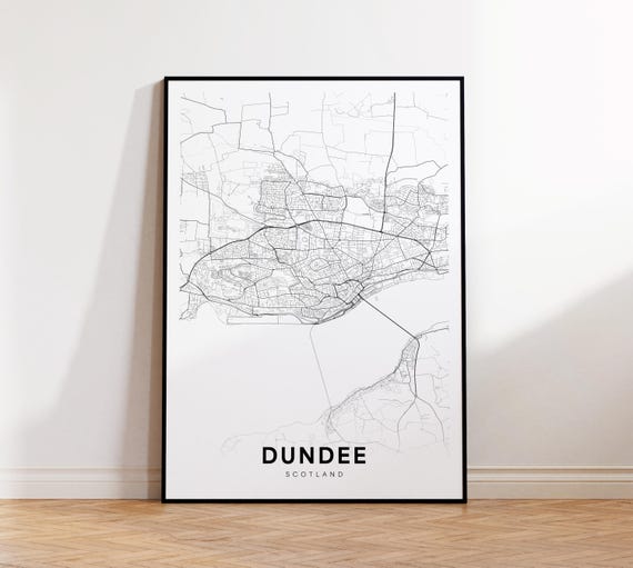 Dundee City Map Print Scotland Minimalist Poster Decor Instant