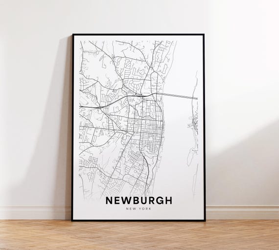 Newburgh City Map Print Street Poster New York Art Road Minimalist Living Room Decor
