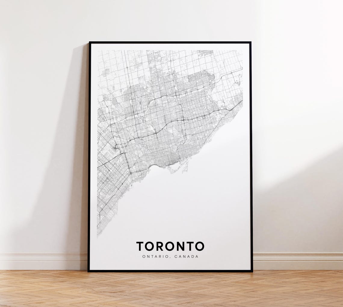 Greater Toronto Area Map Street Poster Ontario Decor Canada Print Wall Art Living Room