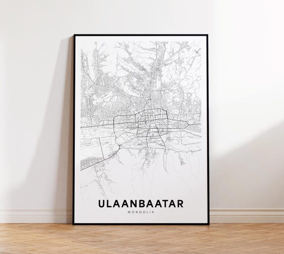 Ulaanbaatar City Map Print Street Poster Mongolia Art Minimalist Instant