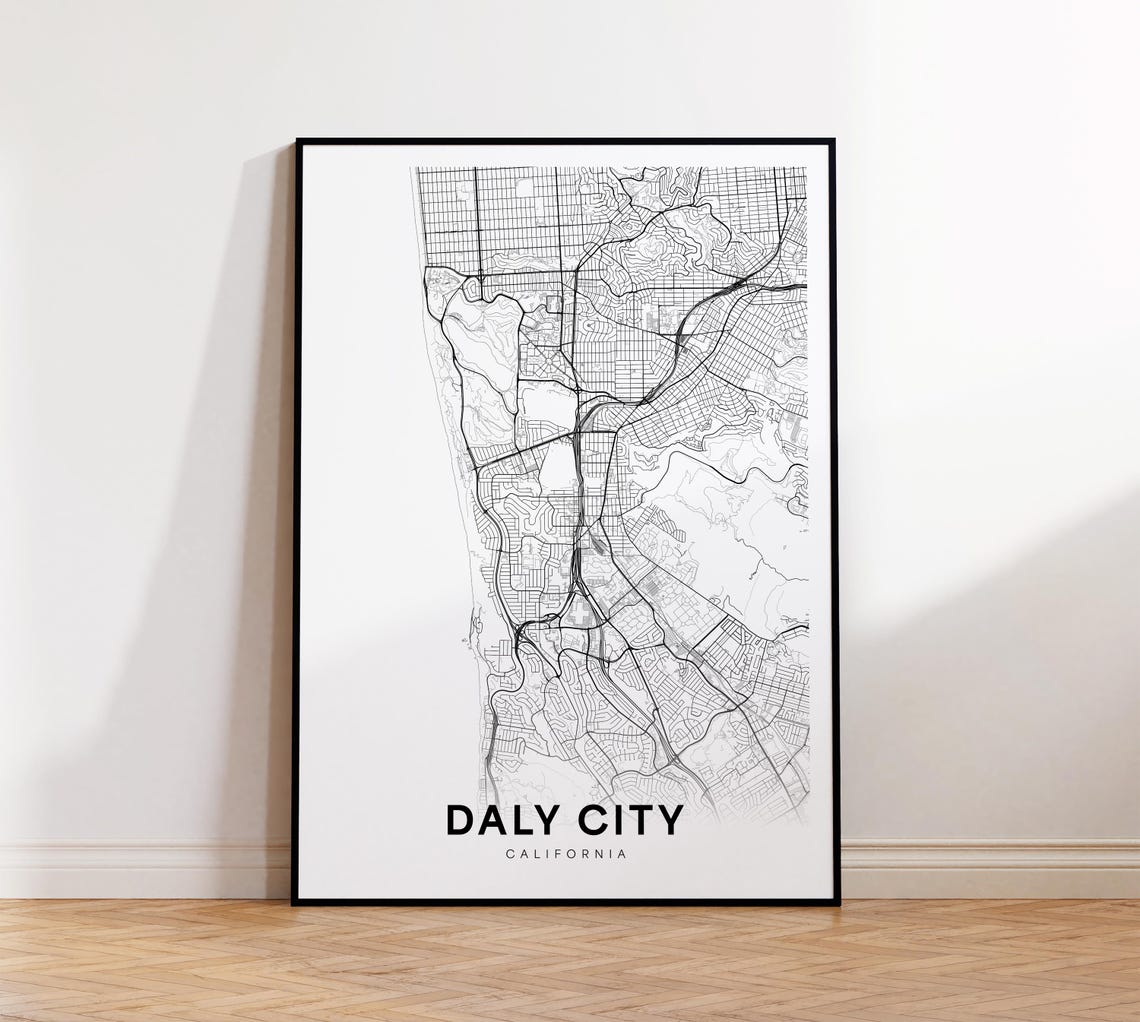 Daly City Map Print Street Poster Art Road Wall Office Decor
