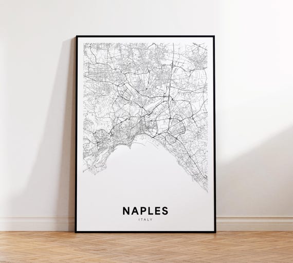 Naples City Map Street Italy Modern Print Decor Wall Art Instant