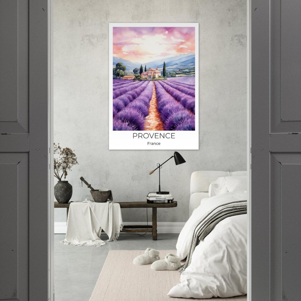 Provence France Lavender Fields Watercolor Countryside Poster - Image 3
