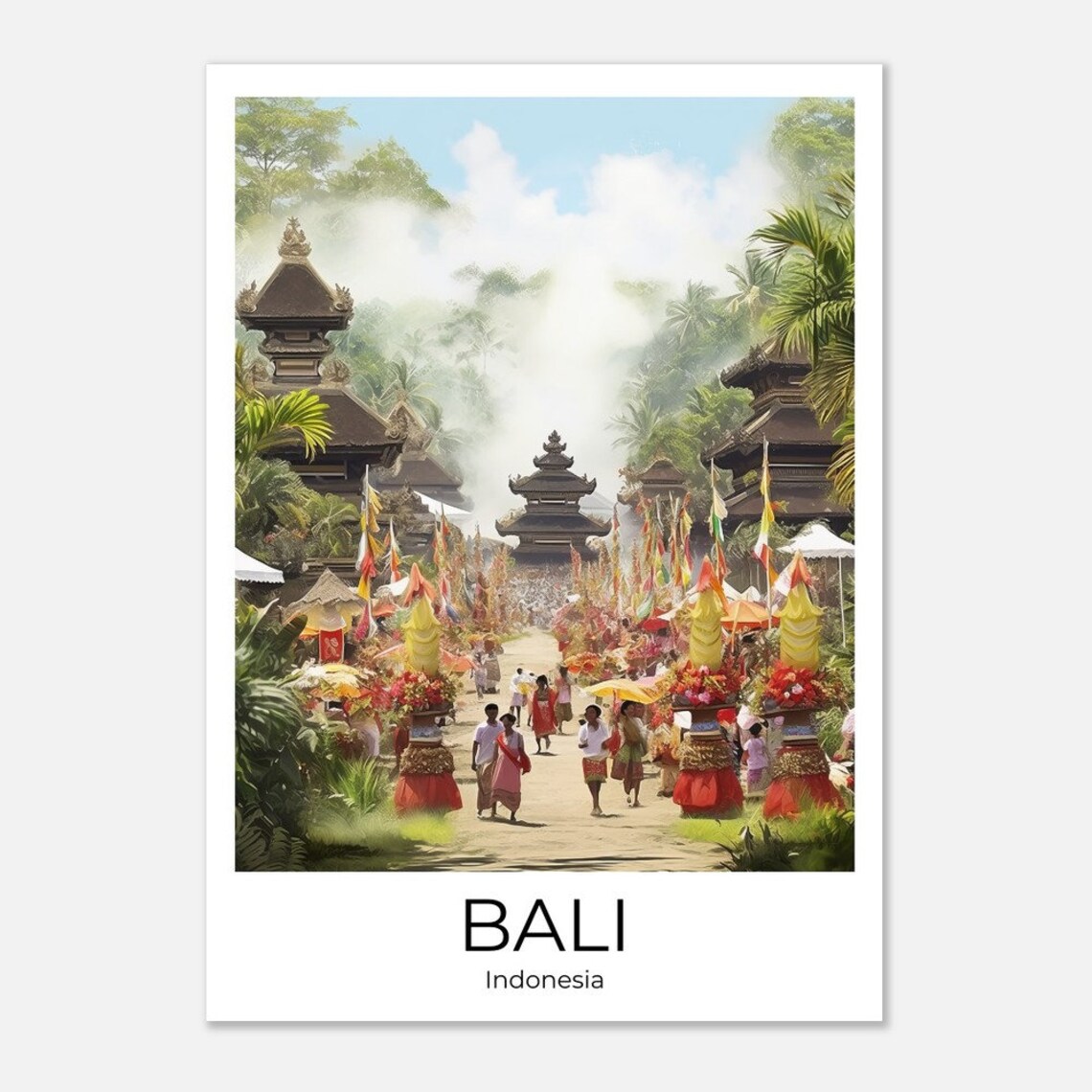 Bali Watercolor Travel Poster Bali Gulangan Festival Wall Art Bali Travel Print Bali Wall Decoration - Image 3