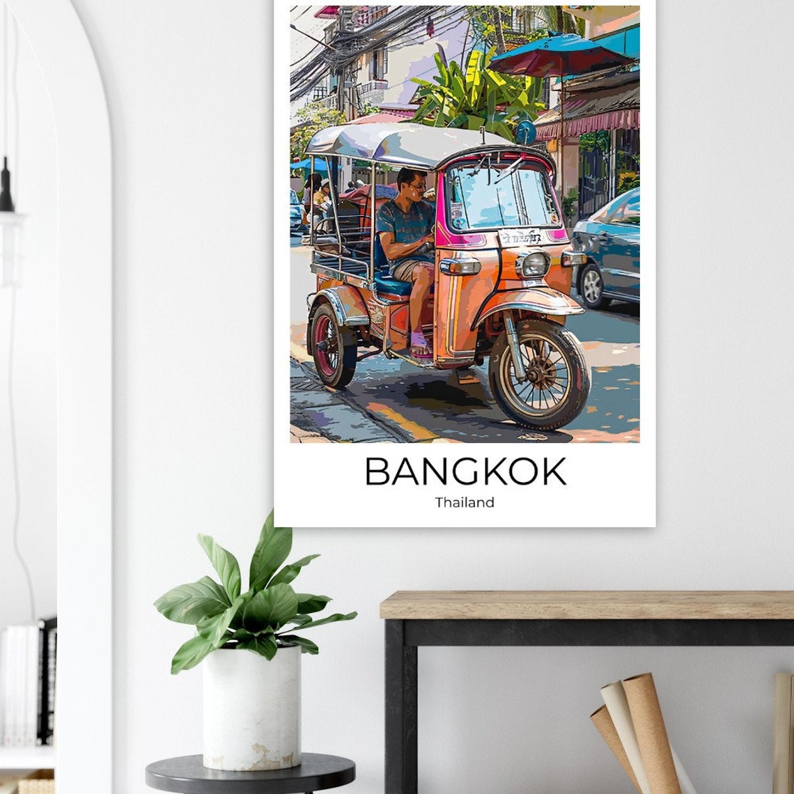 Bangkok Tuk Tuk Travel Poster Of Street Life At Bangkok Wall Art Bangkok Travel Thailand Bangkok Wall Decoration - Image 2