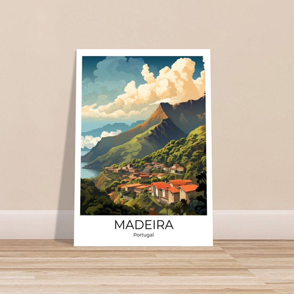 Madeira Portugal Vintage Travel Poster Madeira Print Travel Print Wall Art Travel Print Travel Poster