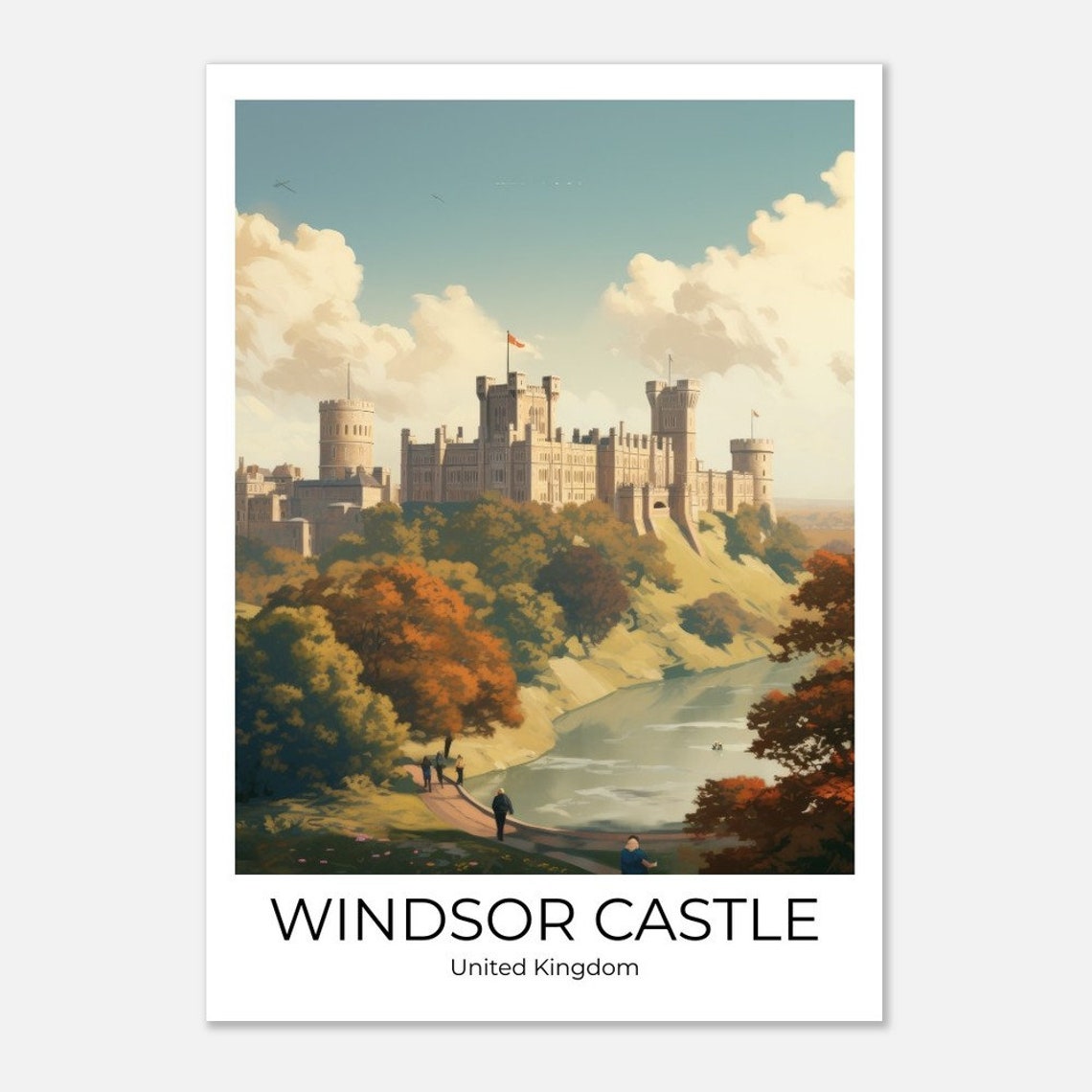 Windsor Castle England Retro Autumn River Royal Travel Poster - Image 4