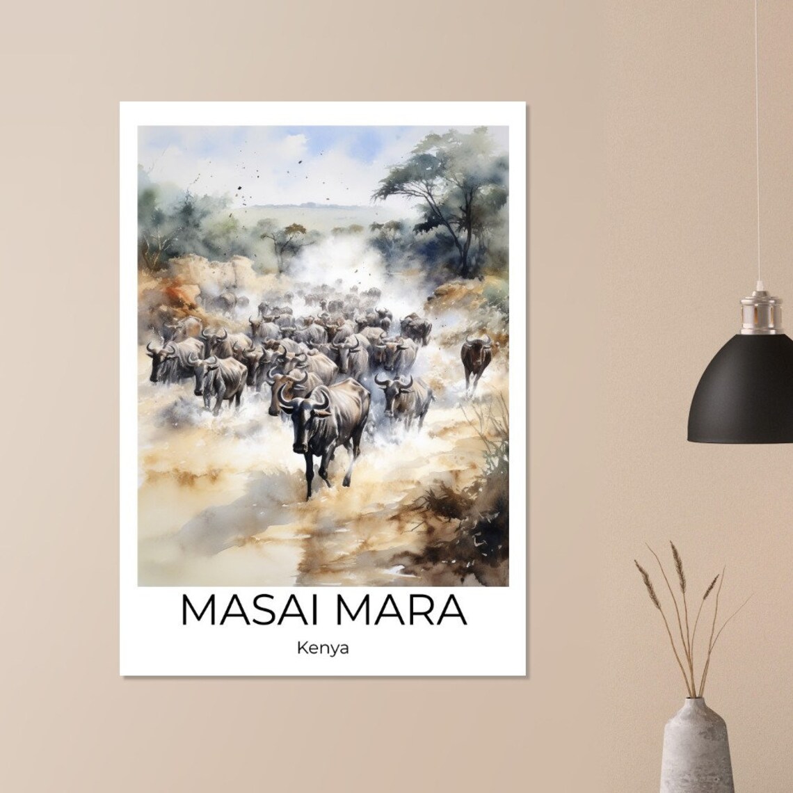Masai Mara National Park Watercolor Travel Poster Kenya Wall Art Africa Travel Print Kenya Kenya Wall Decoration - Image 3
