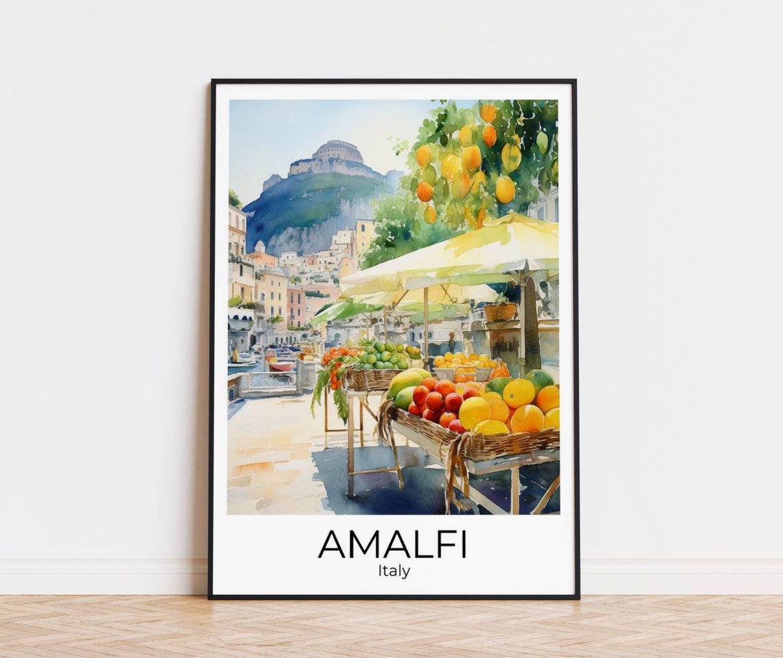 Amalfi Italy Travel Poster Amalfi Market Wall Art Italy Travel Print Amalfi Market Wall Decoration