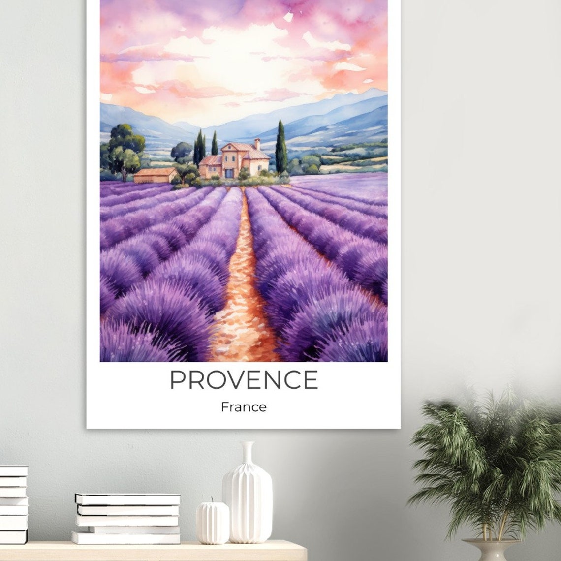 Provence France Watercolor Travel Poster Provence Wall Art France Travel Print Provence Lavender Wall Decoration - Image 2