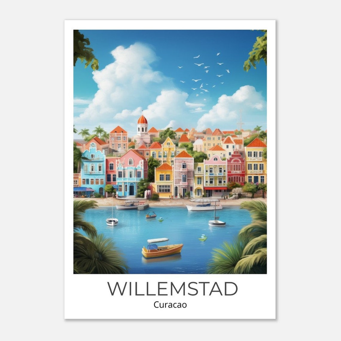Willemstad Curacao Colorful Waterfront Houses Caribbean Poster - Image 2