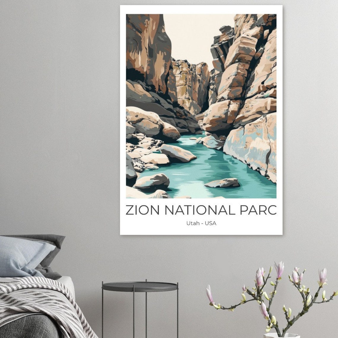 Zion National Park Travel Poster Zion Utah Travel Print Zion National Park Poster Wall Art Zion National Park - Image 2