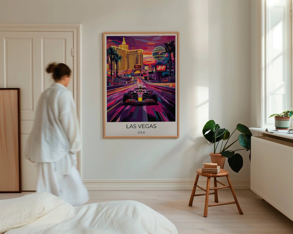 Las Vegas Car Racing F1 Poster Gift For F1 Fans Gift For Dad Las Vegas Trip Travel Poster Las Vegas Travel Poster Las Vegas - Image 5