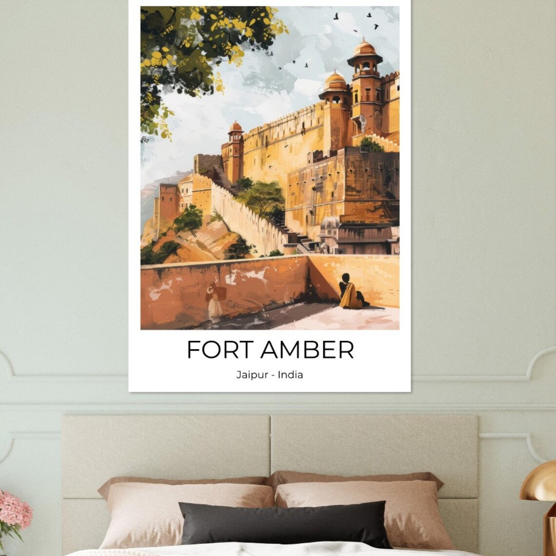 Fort Amber Jaipur India Historic Palace Fortress Watercolor Poster - Image 4