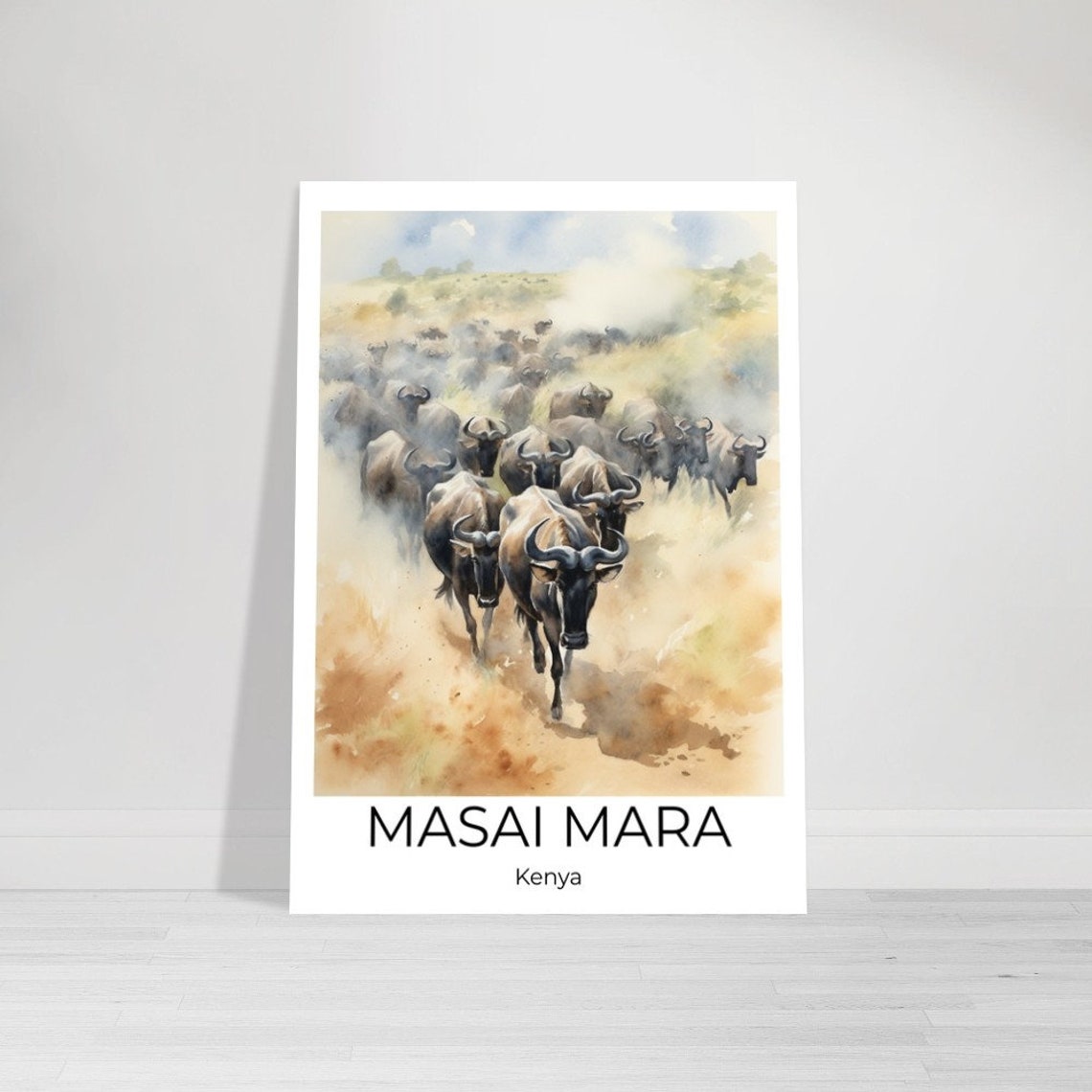 Masai Mara National Park Watercolor Travel Poster Kenya Wall Art Africa Travel Print Kenya Kenya Wall Decoration