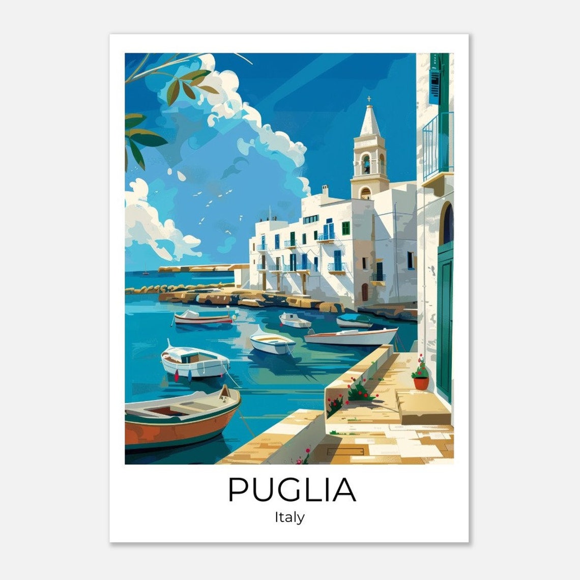 Puglia Apulia Italy Travel Poster Italy Travel Print Alberobello Italy Gift Italy Wall Art Italy Art Print