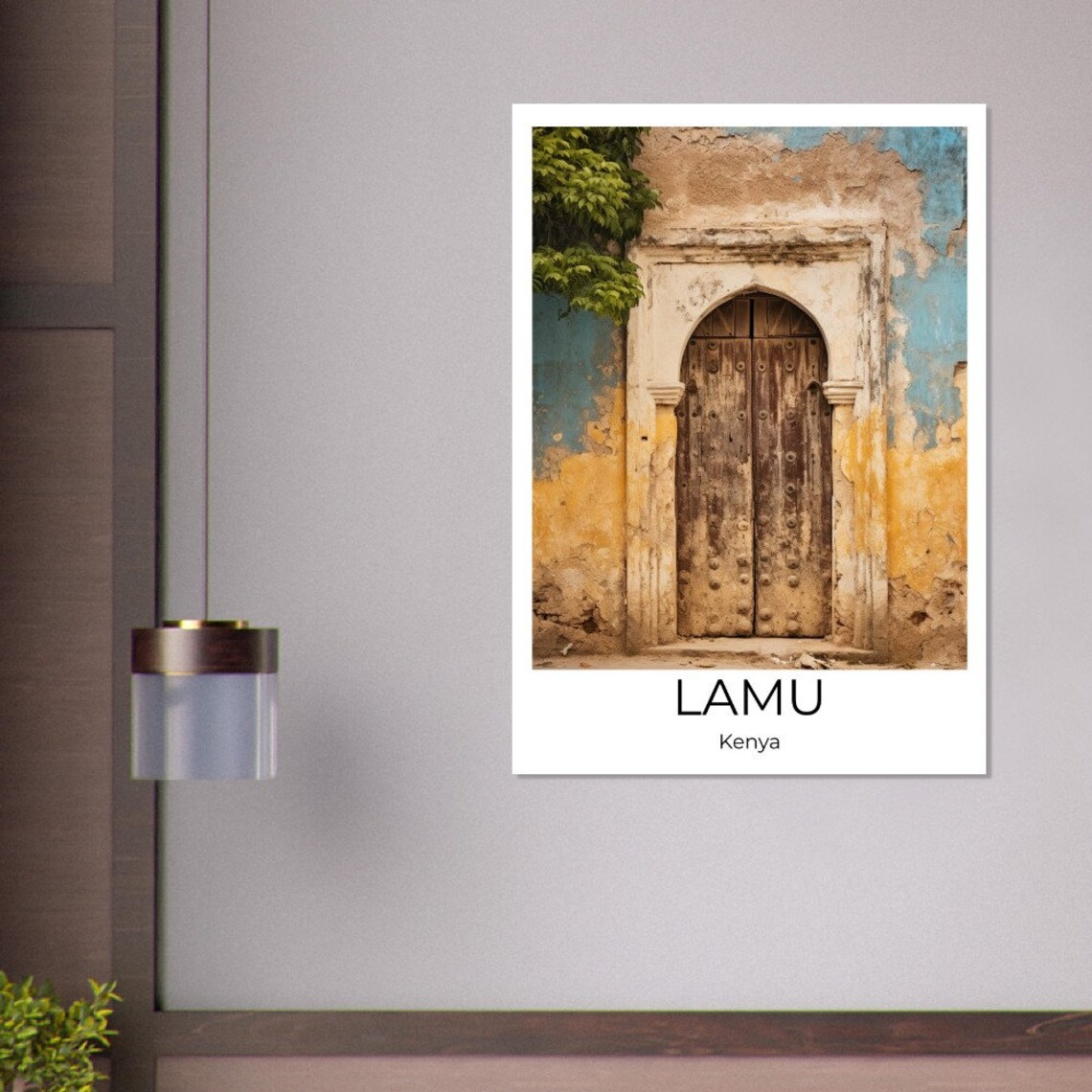 Lamu Kenya Carved Wooden Arched Door Historic Facade Travel Poster - Image 2