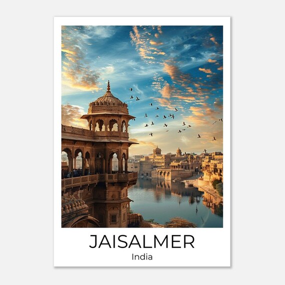 Jaisalmer Travel Poster Rajasthan Jaisalmer Travel Print Jaisalmer Watercolor Poster Wall Art India Rajasthan Print