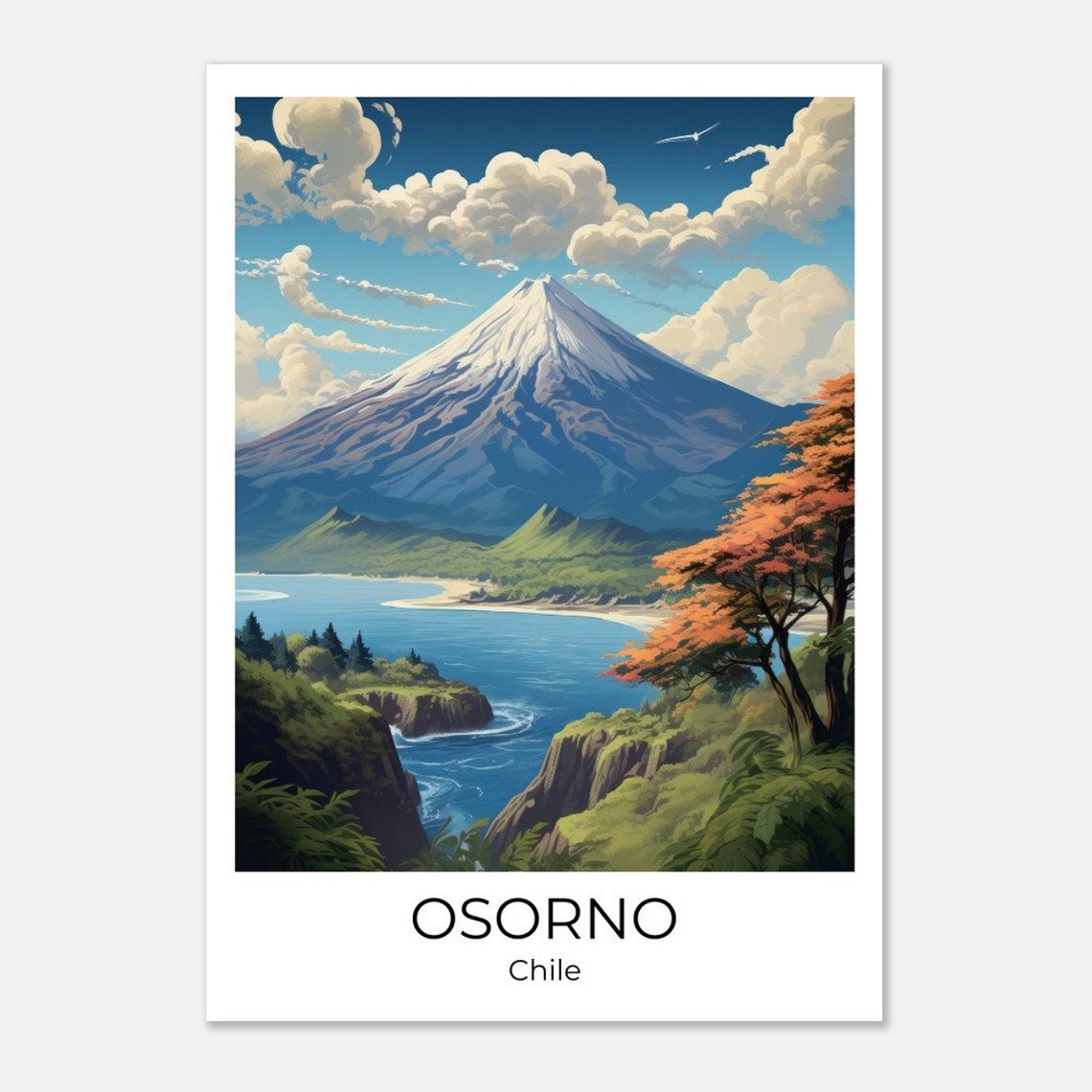 Osorno Travel Print Chile Wall Art Osorno Travel Print Osorno Travel Poster Chile Memories - Image 4