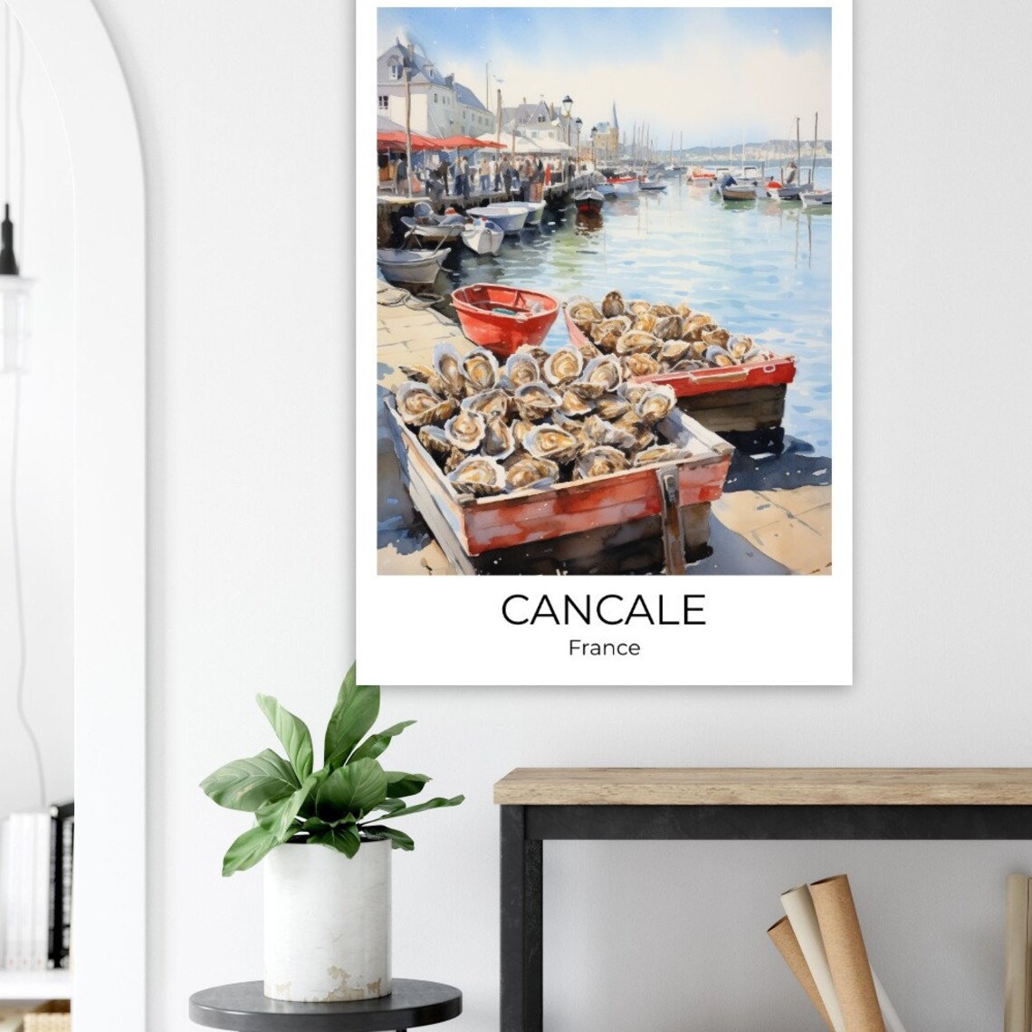 Cancale Watercolor Travel Poster Cancale Wall Art France Travel Print Cancale Oyster Market Wall Decoration - Image 2