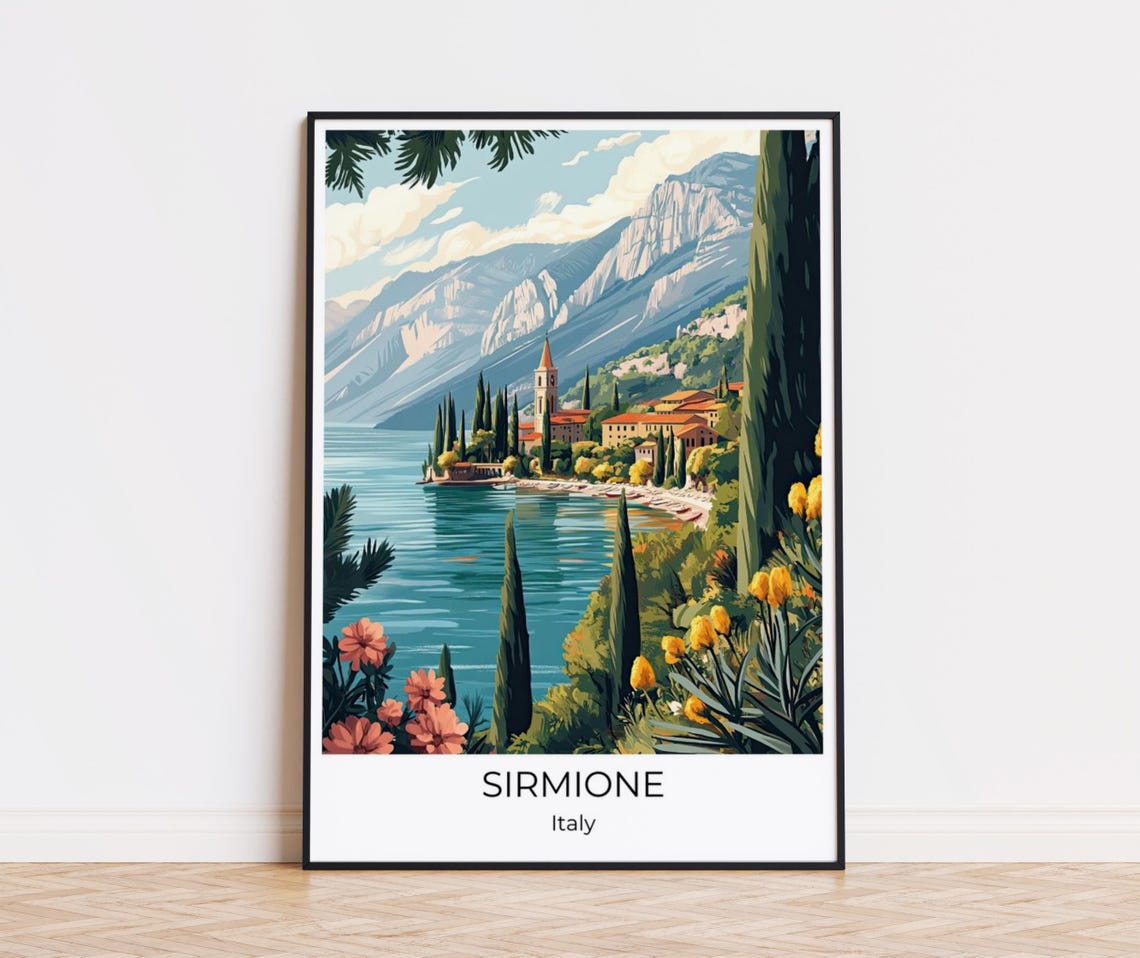 Lake Garda Travel Poster Italy Gift Souvenir Lake Garda Travel Print Lago Di Garda Wall Decoration Italy Travel Lake Garda