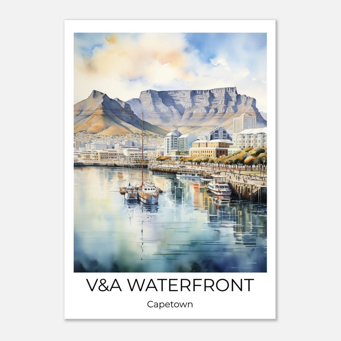 Cape Town V&A Waterfront Table Mountain Harbor Travel Poster - Image 2