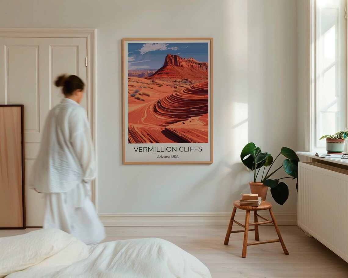 Vermillion Cliffs Arizona Swirling Red Sandstone Desert Mesa Travel Poster - Image 4