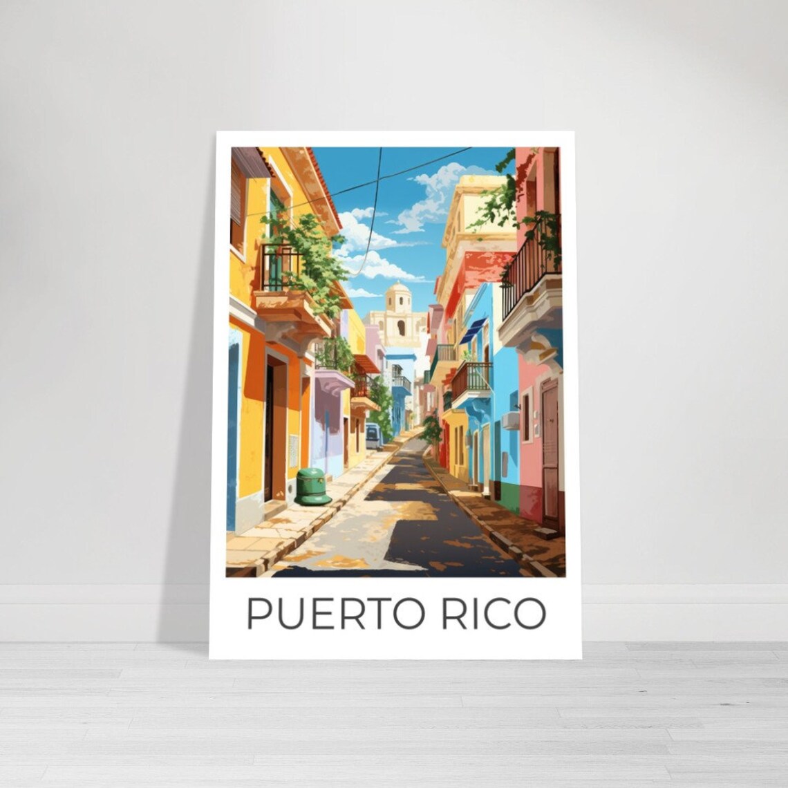 Puerto Rico Old San Juan Colorful Colonial Street Art Travel Poster