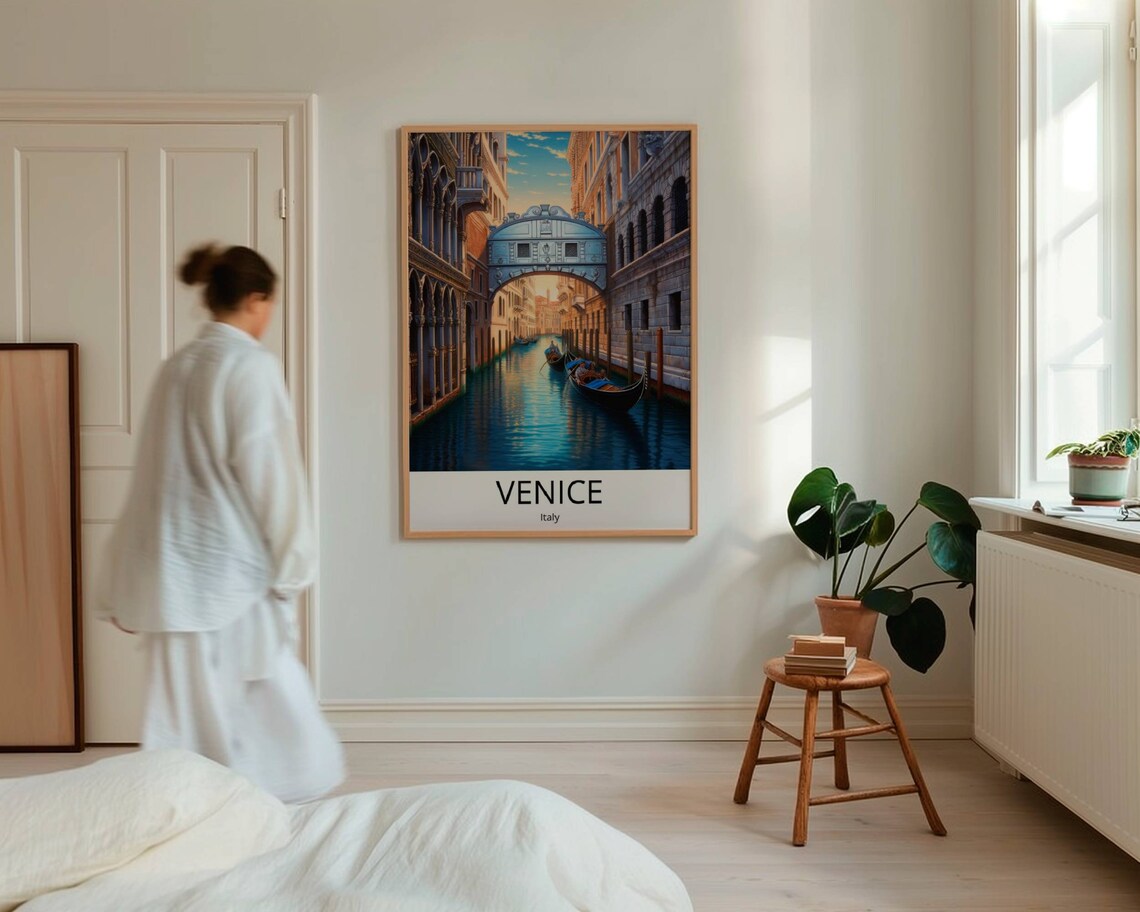 Venice Bridge Of Sighs Travel Poster Venice Travel Print Venice Italy Travel Poster Venice Gift Venice Wallart - Image 4