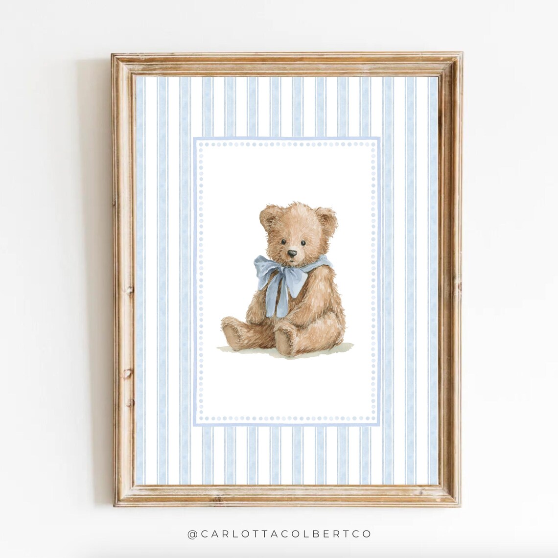 Bear Nursery Art Vintage Blue Boy Decor Poster