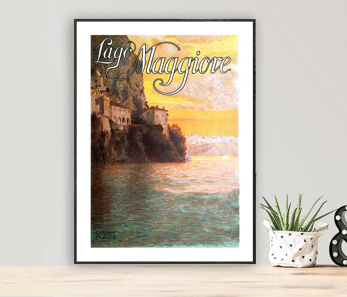 Lago Maggiore Vintage Travel Poster, Italy Art Print