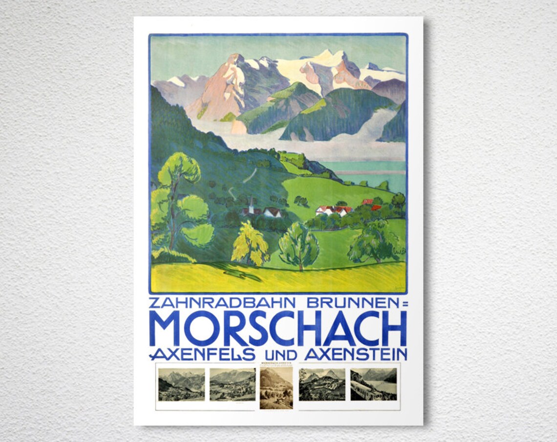 Brunnen Morschach Axenfels Axenstein Swiss Cog Railway Travel Poster - Image 2