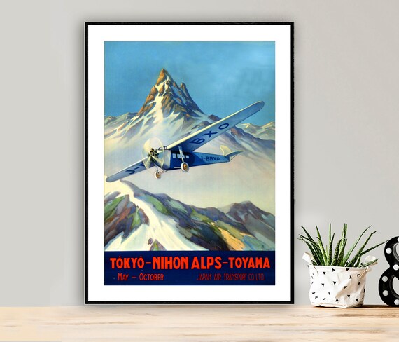 Tokyo Nihon Alps Toyama Japan Air Transport Vintage Travel Poster Poster Paper Or Print Gift Idea Wall Decor