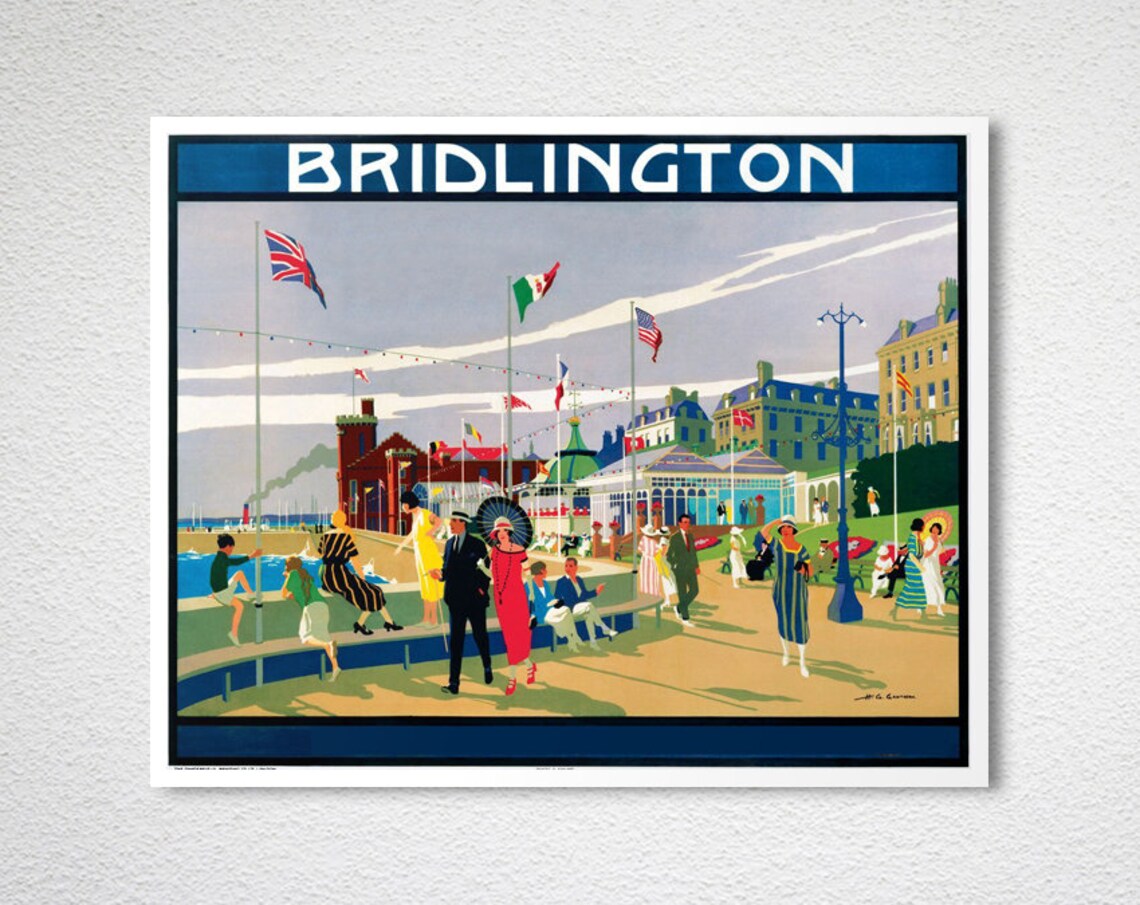 Bridlington England Seaside Promenade Vintage British Travel Poster - Image 2