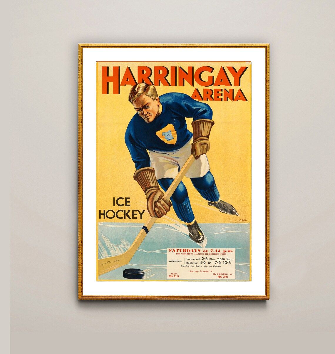 Harringay Arena Ice Hockey Player Vintage British Sport Poster - Image 2