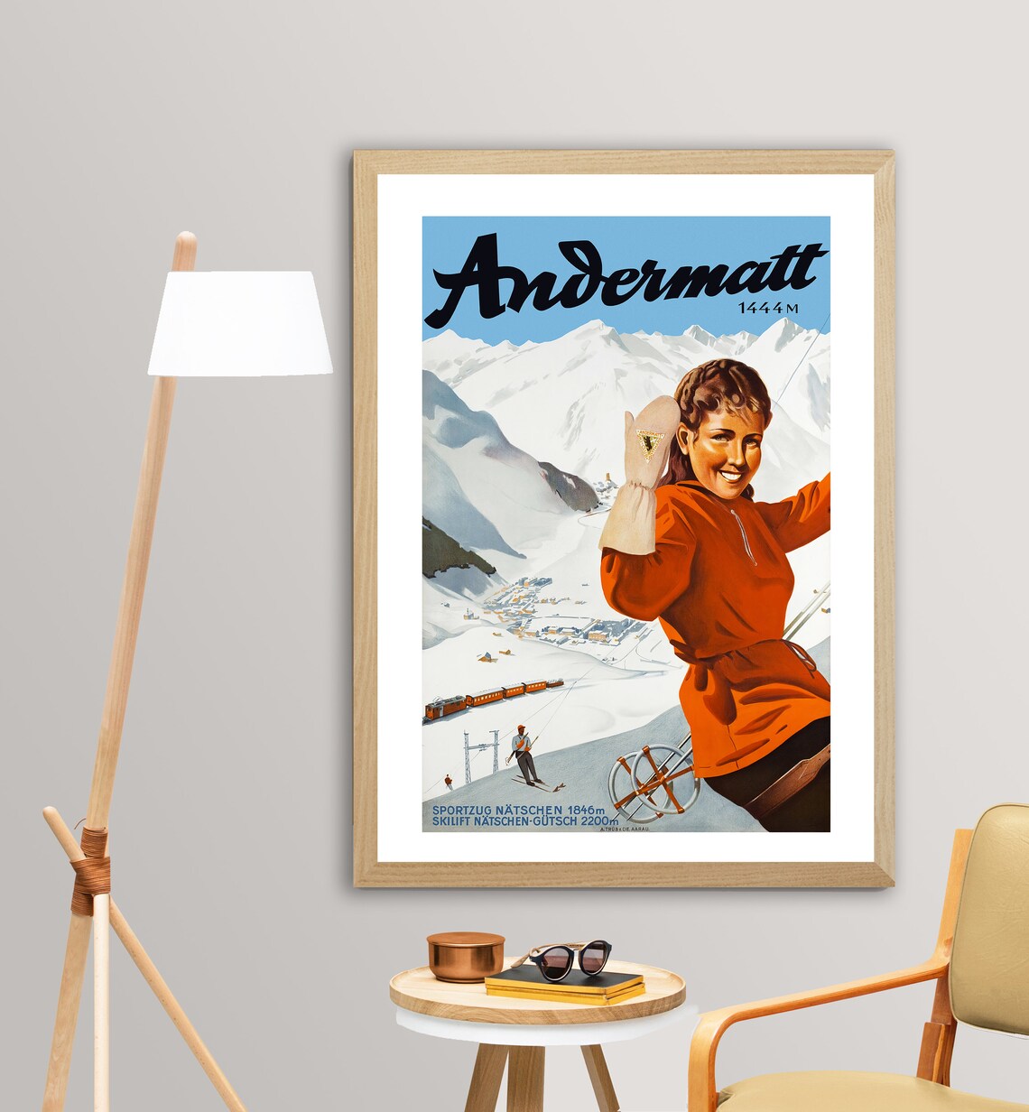 Andermatt Switzerland Vintage Ski Travel Poster - Image 2