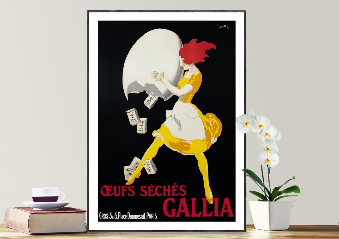 Oeufs Seches Gallia Giant Eggshell French Vintage Food Poster