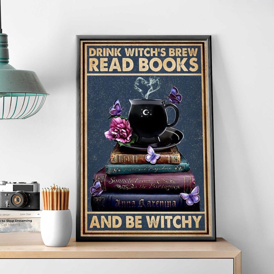 Vintage Drink Witchs Brew Read Books And Be Witchy Decor Poster - Image 3
