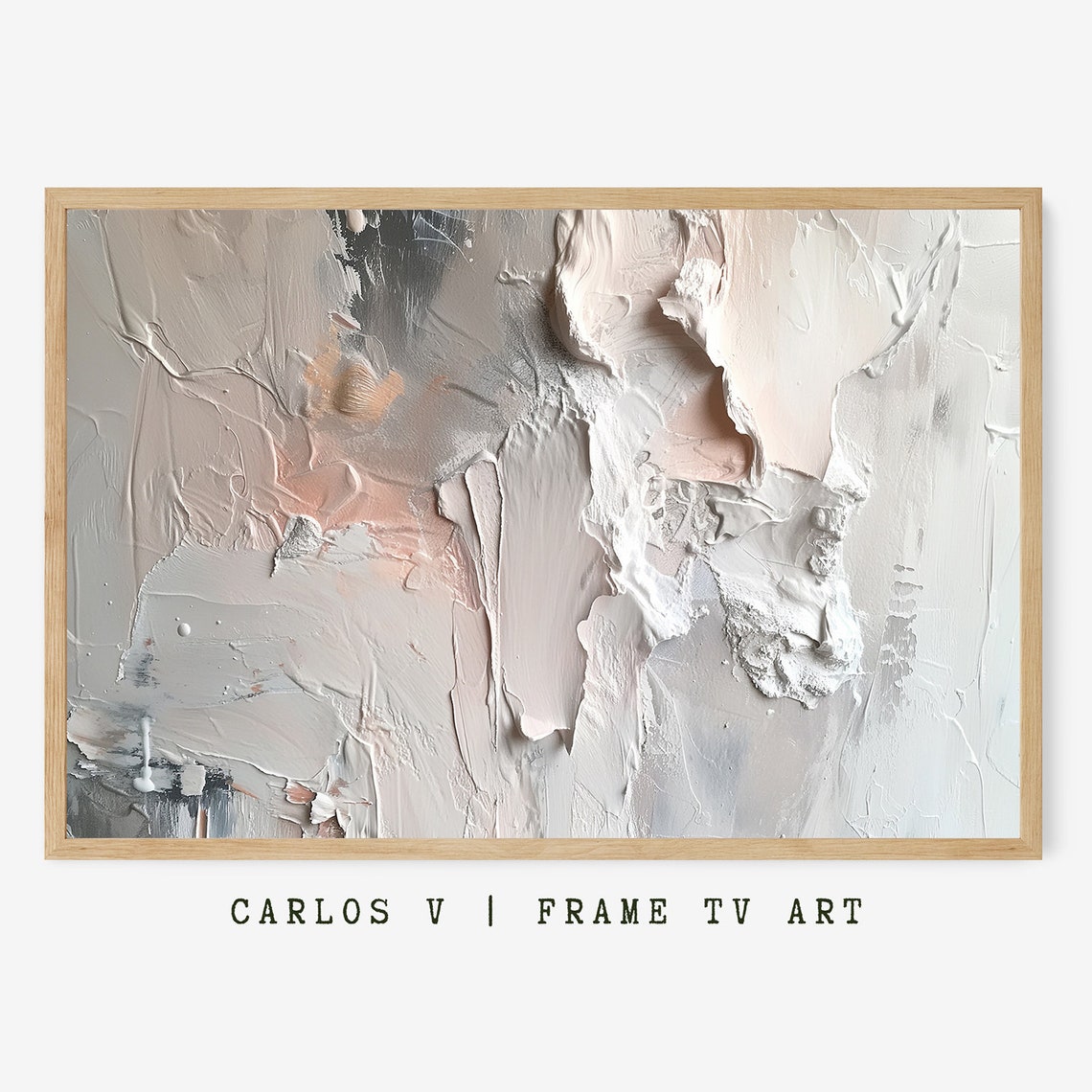 Soft Blush and White Textured Abstract Impasto Painting Poster
