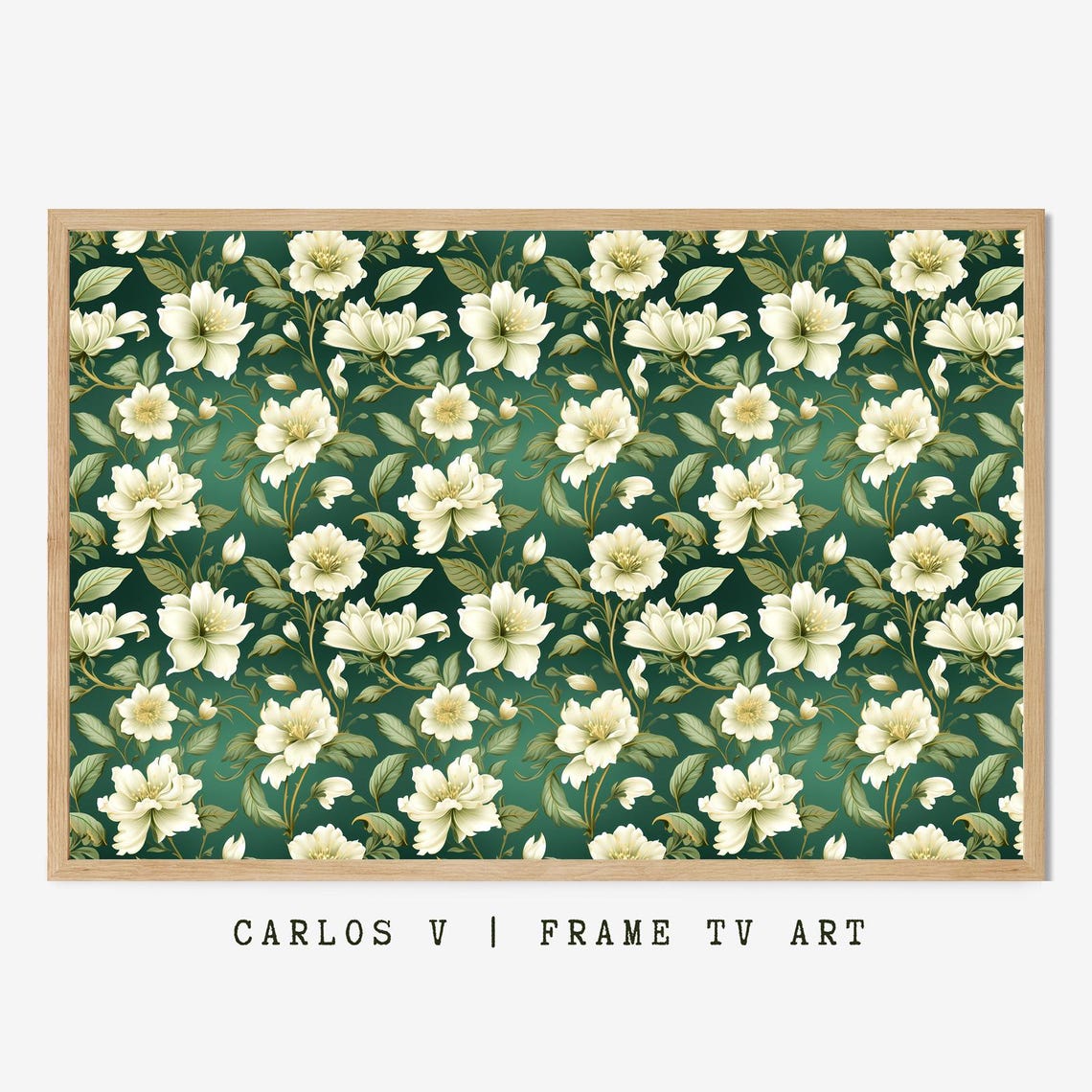 Elegant Vintage Cream Floral Pattern on Sage Green Botanical Poster