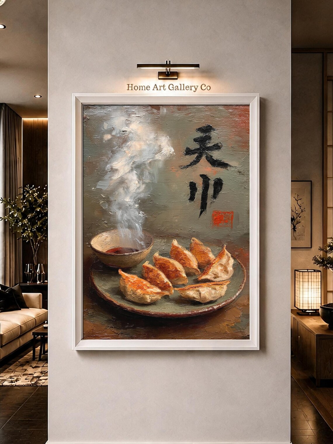 Steaming Gyoza Dumplings Pan Fried Impasto Japanese Food Art Poster